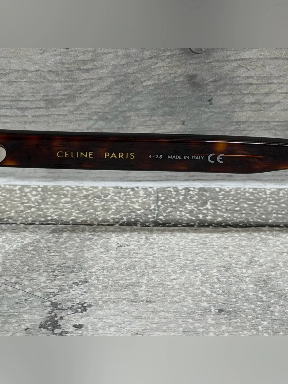 CELINE Paris Tortoiseshell Acetate Sunglasses with Green Lenses and Case